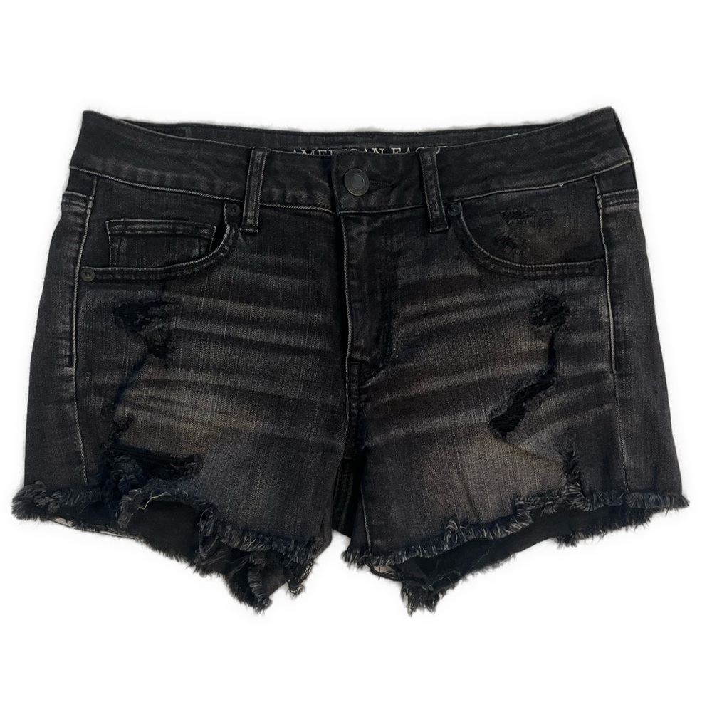 American Eagle Outfitters Black Distressed Women Shorts